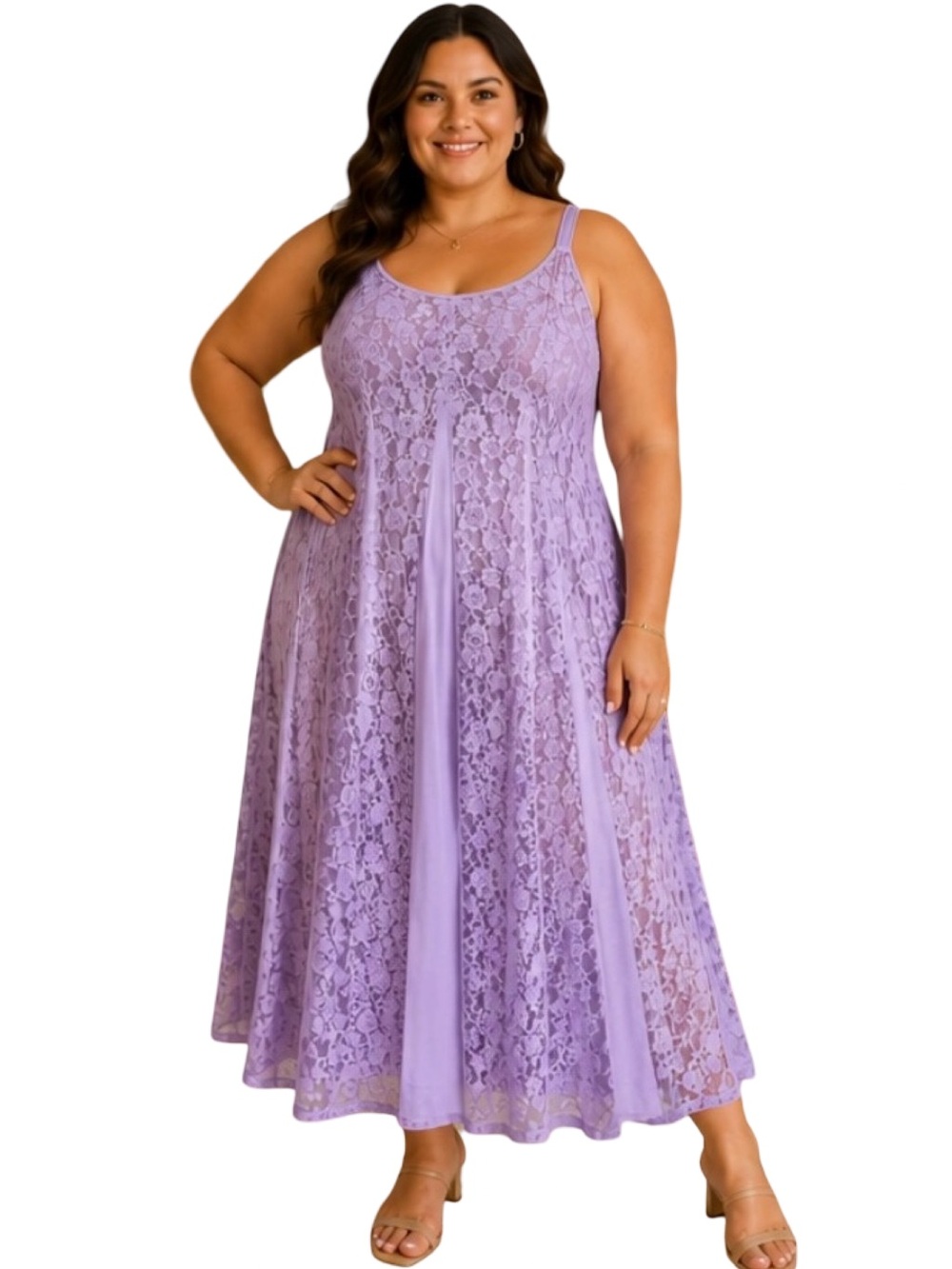 NWT Step in Style Plus Size Lavender Lace Maxi Dress 1X